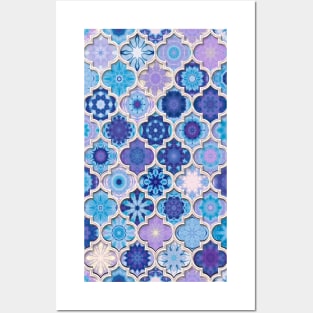 Moroccan Tile Pattern Blue Posters and Art